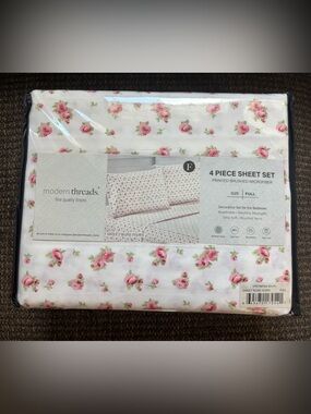 Modern Threads Sweet Rose Floral Sheet Set in Ivory with Pink Roses